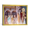 Gerahmtes Bild von 14. Jahrhundert Verona, S.Zeno, Nikolaus wirft Goldkug, Kunstdruck im hochwertigen handgefertigten Bilder-Rahmen, 70x50 cm, Gold raya