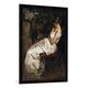 Gerahmtes Bild von Willem de Zwart "Girl in White, c.1889", Kunstdruck im hochwertigen handgefertigten Bilder-Rahmen, 70x100 cm, Schwarz matt