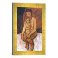 Gerahmtes Bild von Paula Modersohn-Becker "Sitzende Mutter mit Kind auf dem Schoß", Kunstdruck im hochwertigen handgefertigten Bilder-Rahmen, 30x40 cm, Gold raya