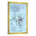 Gerahmtes Bild von Leonardo nach da Vinci The Heart, facsimile of the Windsor book, Kunstdruck im hochwertigen handgefertigten Bilder-Rahmen, 60x80 cm, Gold raya