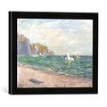 Gerahmtes Bild von Claude Monet Boats below the Cliffs at Pourville, 1882", Kunstdruck im hochwertigen handgefertigten Bilder-Rahmen, 40x30 cm, Schwarz matt