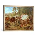 Gerahmtes Bild von Eugen Adam Lager österreichischer Ulanen im Sommer 1859 bei Verona, Kunstdruck im hochwertigen handgefertigten Bilder-Rahmen, 70x50 cm, Silber raya