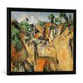 Gerahmtes Bild von Paul Cézanne La carrière de Bibémus, Kunstdruck im hochwertigen handgefertigten Bilder-Rahmen, 70x50 cm, Schwarz matt