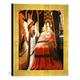 Gerahmtes Bild von Meister von St.SeverinEin Engel erscheint der Heiligen Ursula, Kunstdruck im hochwertigen handgefertigten Bilder-Rahmen, 30x30 cm, Gold raya