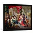 Gerahmtes Bild von Sebastiano Conca Alexander the Great in the Temple of Jerusalem, Kunstdruck im hochwertigen handgefertigten Bilder-Rahmen, 70x50 cm, Schwarz matt