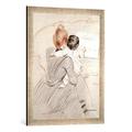 Gerahmtes Bild von Paul-César Helleu Madame Paul Helleu and her Daughter Paulette, 1905", Kunstdruck im hochwertigen handgefertigten Bilder-Rahmen, 50x70 cm, Silber raya