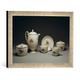 Gerahmtes Bild von 18. Jahrhundert Tee- u. Kaffeeservice/Porzellan,Wedgwood, Kunstdruck im hochwertigen handgefertigten Bilder-Rahmen, 40x30 cm, Silber raya