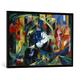 Gerahmtes Bild von Franz Marc "Bild mit Rindern I", Kunstdruck im hochwertigen handgefertigten Bilder-Rahmen, 100x70 cm, Schwarz matt