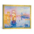 Gerahmtes Bild von Henri Edmond Cross Hafen von Marseille, Kunstdruck im hochwertigen handgefertigten Bilder-Rahmen, 70x50 cm, Gold Raya