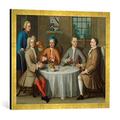 Gerahmtes Bild von Benjamin Ferrers Gruppenbild mit Sir Thomas Sebright, Sir John Bland und zwei Freunden, Kunstdruck im hochwertigen handgefertigten Bilder-Rahmen, 70x50 cm, Gold Raya