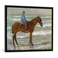 Gerahmtes Bild von Max Liebermann "Reiter am Strand", Kunstdruck im hochwertigen handgefertigten Bilder-Rahmen, 100x70 cm, Schwarz matt