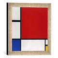 Gerahmtes Bild von Piet Mondrian Komposition mit Rot, Gelb und Blau, Kunstdruck im hochwertigen handgefertigten Bilder-Rahmen, 30x30 cm, Silber Raya