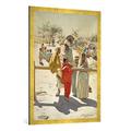 Gerahmtes Bild von Rudolf Swoboda "Ein Blick auf den Zug, Indien", Kunstdruck im hochwertigen handgefertigten Bilder-Rahmen, 70x100 cm, Gold Raya