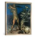 Gerahmtes Bild von Franz Von Stuck "Herkules und die Hydra", Kunstdruck im hochwertigen handgefertigten Bilder-Rahmen, 70x70 cm, Silber Raya