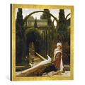 Gerahmtes Bild von Lord Frederic Leighton Maurischer Garten; ein Traum von Granada, Kunstdruck im hochwertigen handgefertigten Bilder-Rahmen, 50x50 cm, Gold Raya