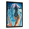 Gerahmtes Bild von Ernst Ludwig Kirchner "Der rote Turm in Halle", Kunstdruck im hochwertigen handgefertigten Bilder-Rahmen, 70x100 cm, Schwarz matt