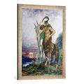 Gerahmtes Bild von Gustave MoreauVon einem Zentaur getragener toter Dichter, Kunstdruck im hochwertigen handgefertigten Bilder-Rahmen, 50x70 cm, Silber Raya