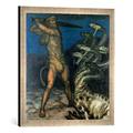 Gerahmtes Bild von Franz Von Stuck Herkules und die Hydra, Kunstdruck im hochwertigen handgefertigten Bilder-Rahmen, 50x50 cm, Silber Raya