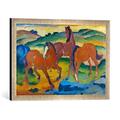 Gerahmtes Bild von Franz MarcDie roten Pferde - Weidende Pferde IV, Kunstdruck im hochwertigen handgefertigten Bilder-Rahmen, 60x40 cm, Silber Raya