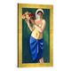 Gerahmtes Bild von August Macke Frau, eine Blumenschale tragend, Kunstdruck im hochwertigen handgefertigten Bilder-Rahmen, 40x60 cm, Gold Raya