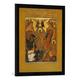 Gerahmtes Bild von russisch Christi Höllenfahrt und Auferstehung, Kunstdruck im hochwertigen handgefertigten Bilder-Rahmen, 50x70 cm, Schwarz matt