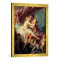 Gerahmtes Bild von François Boucher Herkules und Omphale, Kunstdruck im hochwertigen handgefertigten Bilder-Rahmen, 50x70 cm, Gold Raya