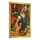 Gerahmtes Bild von Hans Holbein der Ältere "Geburt Mariae. Weingartner Altar im Dom zu Augsburg. Detail: das erste Bad", Kunstdruck im hochwertigen handgefertigten Bilder-Rahmen, 70x100 cm, Gold Raya