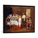 Gerahmtes Bild von Jean Michelin "Eine Familie beim Essen", Kunstdruck im hochwertigen handgefertigten Bilder-Rahmen, 70x100 cm, Schwarz matt