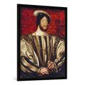 Gerahmtes Bild von Francois Clouet "Franz oder François I, König von Frankreich, 1494-1547", Kunstdruck im hochwertigen handgefertigten Bilder-Rahmen, 70x100 cm, Schwarz matt