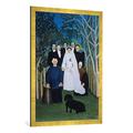Gerahmtes Bild von Henri Rousseau "Eine Hochzeit auf dem Lande", Kunstdruck im hochwertigen handgefertigten Bilder-Rahmen, 70x100 cm, Gold Raya