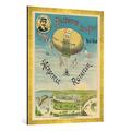 Gerahmtes Bild von Anonymous "L'Aerocycle Rotateur, Werbeplakat für eine Heißluftballonfahrt mit dem Fahrrad. Gedruckt bei Ch. Levy, Paris", Kunstdruck im hochwertigen handgefertigten Bilder-Rahmen, 70x100 cm, Gold Raya