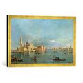 Gerahmtes Bild von Francesco Guardi Bacino di San Marco mit Blick auf San Giorgio Maggiore, Venedig, Kunstdruck im hochwertigen handgefertigten Bilder-Rahmen, 60x40 cm, Gold Raya