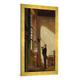 Gerahmtes Bild von Carl Spitzweg "Der Schreiber", Kunstdruck im hochwertigen handgefertigten Bilder-Rahmen, 50x100 cm, Gold Raya