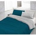 Italian Bed Linen 8058575000019 Bettwäsche-Set mit Deckenbezug und Kissenbezüge, einfarbig, doppelseitig, 100% Baumwolle Singolo 150 x 200 cm + 52 x 82 cm Verde Petrolio/Grigio Chiaro