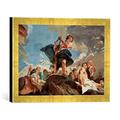 Gerahmtes Bild von Giovanni Battista Tiepolo G.B.Tiepolo, Apollo erbaut Troja, Kunstdruck im hochwertigen handgefertigten Bilder-Rahmen, 40x30 cm, Gold raya