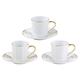 Bia Lux Espresso Tassen und Untertassen, Gold, Set von 3