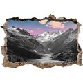 Pixxprint 3D_WD_4940_62x42 ruhiger See in verschneiter Berglandschaft Wanddurchbruch 3D Wandtattoo, Vinyl, schwarz / weiß, 62 x 42 x 0,02 cm