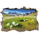 Pixxprint 3D_WD_1879_92x62 Pusteblumen auf Alpenwiese Wanddurchbruch 3D Wandtattoo, Vinyl, bunt, 92 x 62 x 0,02 cm