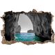 Pixxprint 3D_WD_5320_62x42 Felsenbucht im Meer Wanddurchbruch 3D Wandtattoo, Vinyl, schwarz / weiß, 62 x 42 x 0,02 cm