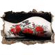 Pixxprint 3D_WD_5341_62x42 rotes Rosen Tattoo mit Schmetterling Wanddurchbruch 3D Wandtattoo, Vinyl, schwarz / weiß, 62 x 42 x 0,02 cm