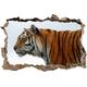 Pixxprint 3D_WD_S1438_92x62 prächtiger Tiger vor weißem Hintergrund Wanddurchbruch 3D Wandtattoo, Vinyl, bunt, 92 x 62 x 0,02 cm