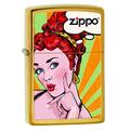 Zippo 60001872 Pop Art Red Head Feuerzeug Messing Gold Dust 3,5 x 1 x 5,5 cm