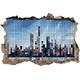 Pixxprint 3D_WD_S2467_92x62 verpixelte Skyline von New York Wanddurchbruch 3D Wandtattoo, Vinyl, bunt, 92 x 62 x 0,02 cm