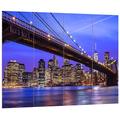 Pixxprint New York Brooklyn Bridge bei Nacht, MDF-Holzbild im Bretterlook Format: 80x60cm, Wanddekoration