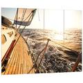 Pixxprint HBVs_2505_80x60 Segelboot mit traumhaften Blick aufs Meer MDF-Holzbild im Bretterlook Wanddekoration, bunt, 80 x 60 x 2 cm