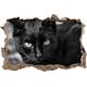 Pixxprint 3D_WD_S1624_92x62 elegante Katze Wanddurchbruch 3D Wandtattoo, Vinyl, bunt, 92 x 62 x 0,02 cm