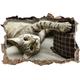 Pixxprint 3D_WD_S2202_92x62 niedliche Katze Wanddurchbruch 3D Wandtattoo, Vinyl, bunt, 92 x 62 x 0,02 cm