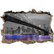 Pixxprint 3D_WD_5312_92x62 große Brooklyn Bidge mit Sicht auf Stadt Wanddurchbruch 3D Wandtattoo, Vinyl, schwarz / weiß, 92 x 62 x 0,02 cm