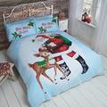 Weihnachten Kinder Santa Rentier Vater Xmas Rudolph Schneeflocke Quilt Bettbezug und 2 Kissenbezüge Bettwäsche-Set, Mehrfarbig, Doppel