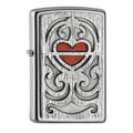 Zippo Sturmfeuerzeug 2005107 WOOD CARVING HEART EMBLEM - Satin finish - Zippo Collection 2017 -